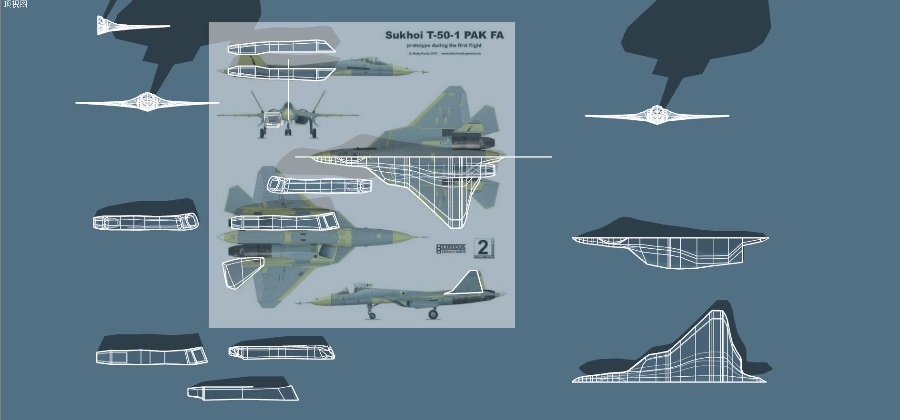 SketchUp草图大师创建T50（SU57）战机