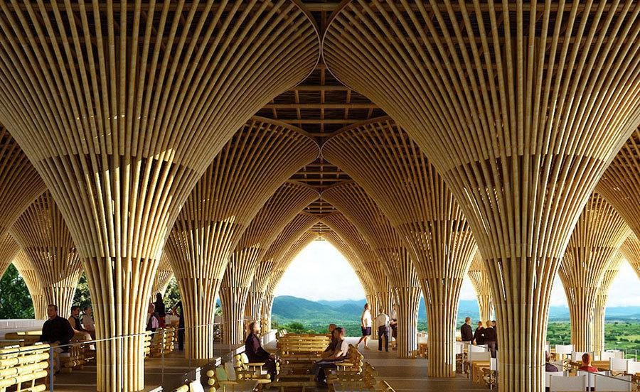 创建圆竹形建筑-墨西哥 Jardines de 餐厅