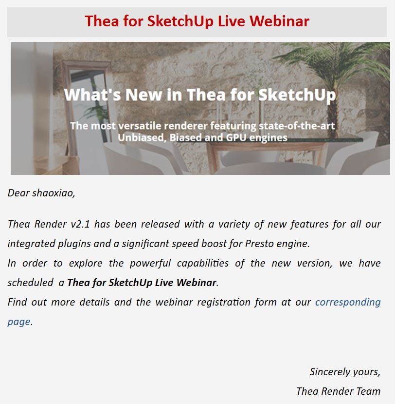 Thea for SketchUp Live网络研讨会