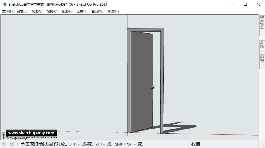 SketchUp自学室内中式门窗模型vol091