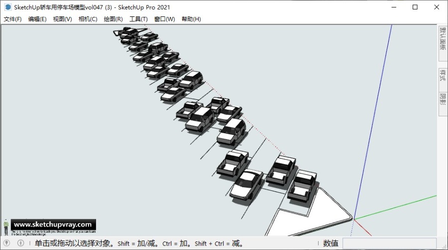 SketchUp轿车用停车场模型vol047