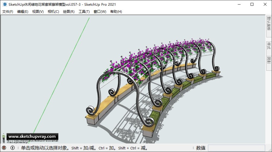 SketchUp休闲绿地花架廊架藤架模型vol.057