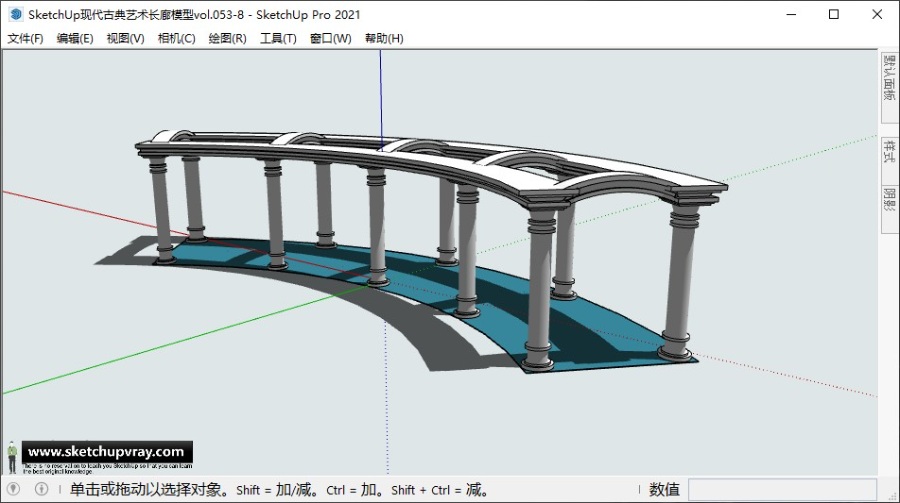 SketchUp现代古典艺术长廊模型vol.053