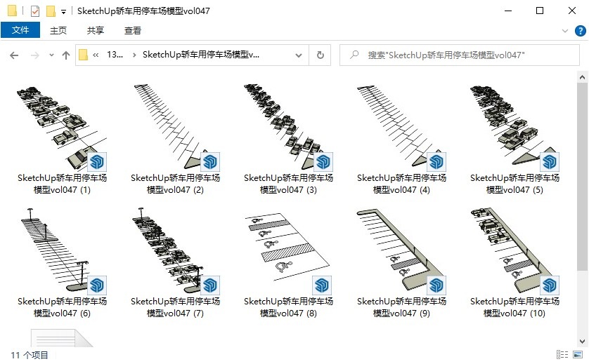 SketchUp轿车用停车场模型vol047