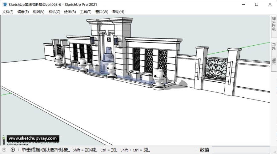 SketchUp景墙隔断模型vol.063