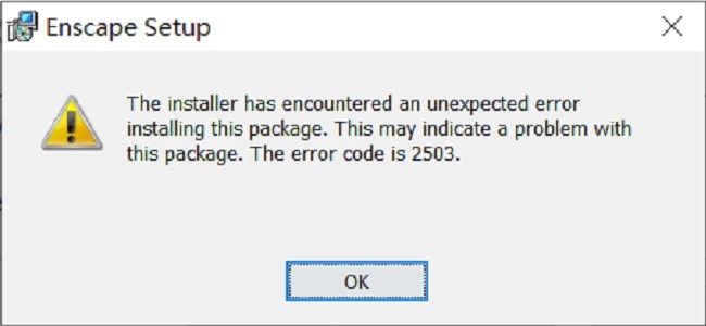 安装Enscape错误The Error code is 2503