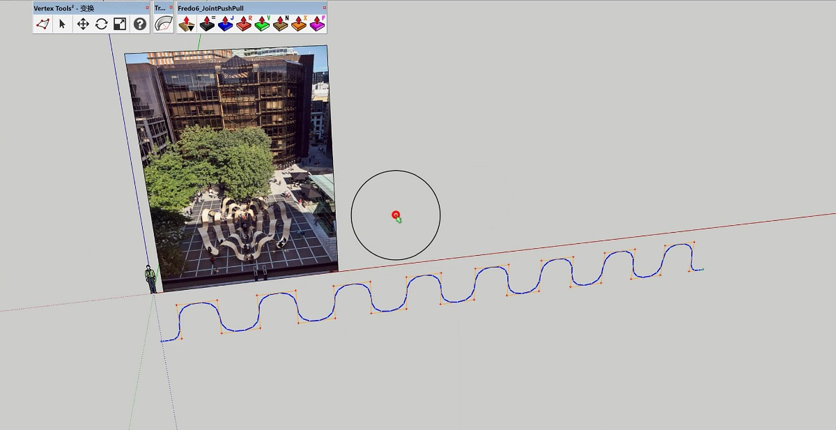 SketchUp草图大师创建英国Please Be Seated地标圆形波浪艺术装置