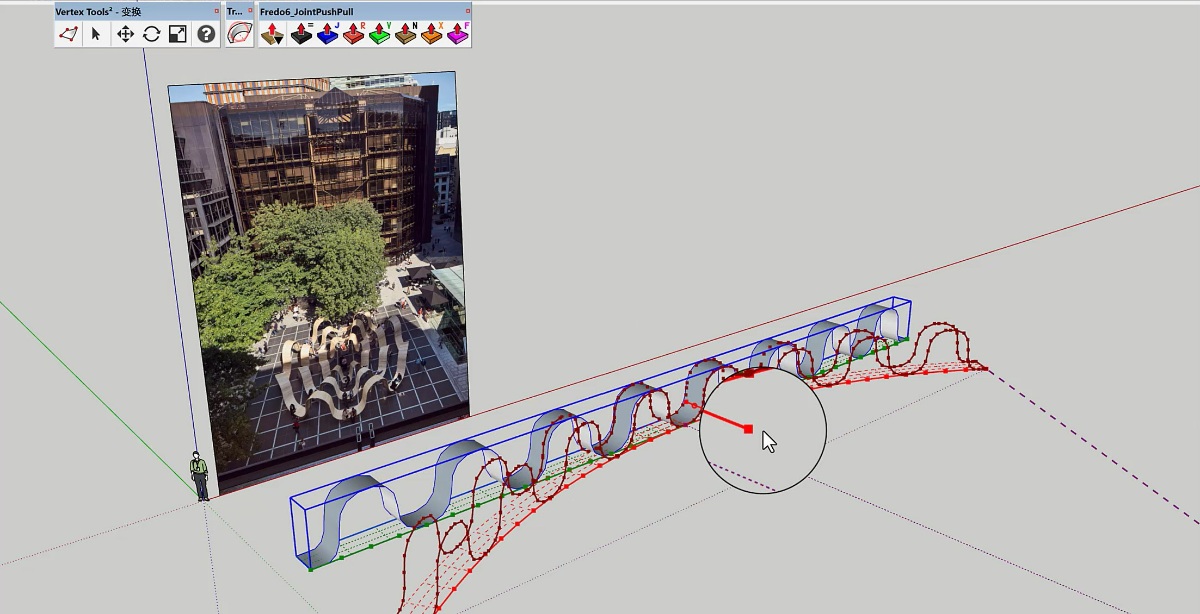 SketchUp草图大师创建英国Please Be Seated地标圆形波浪艺术装置