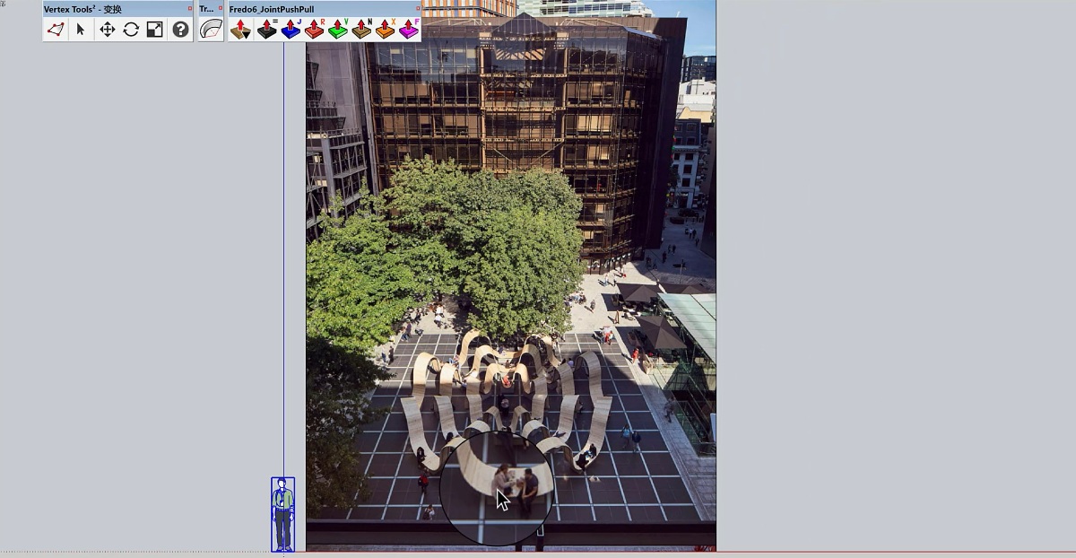 SketchUp草图大师创建英国Please Be Seated地标圆形波浪艺术装置