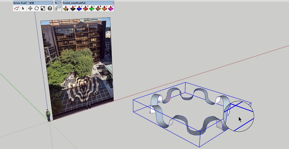 SketchUp草图大师创建英国Please Be Seated地标圆形波浪艺术装置