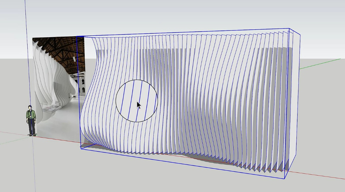 SketchUp草图大师创建室内流动板法拉利博物馆造型墙