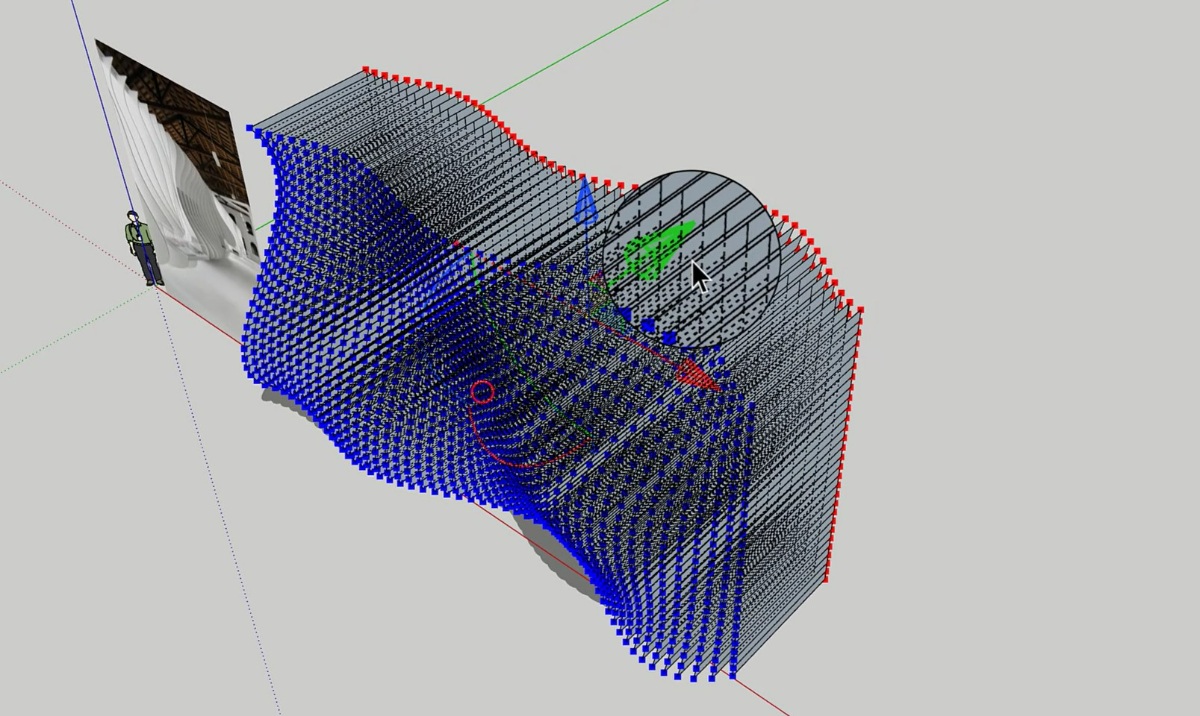 SketchUp草图大师创建室内流动板法拉利博物馆造型墙