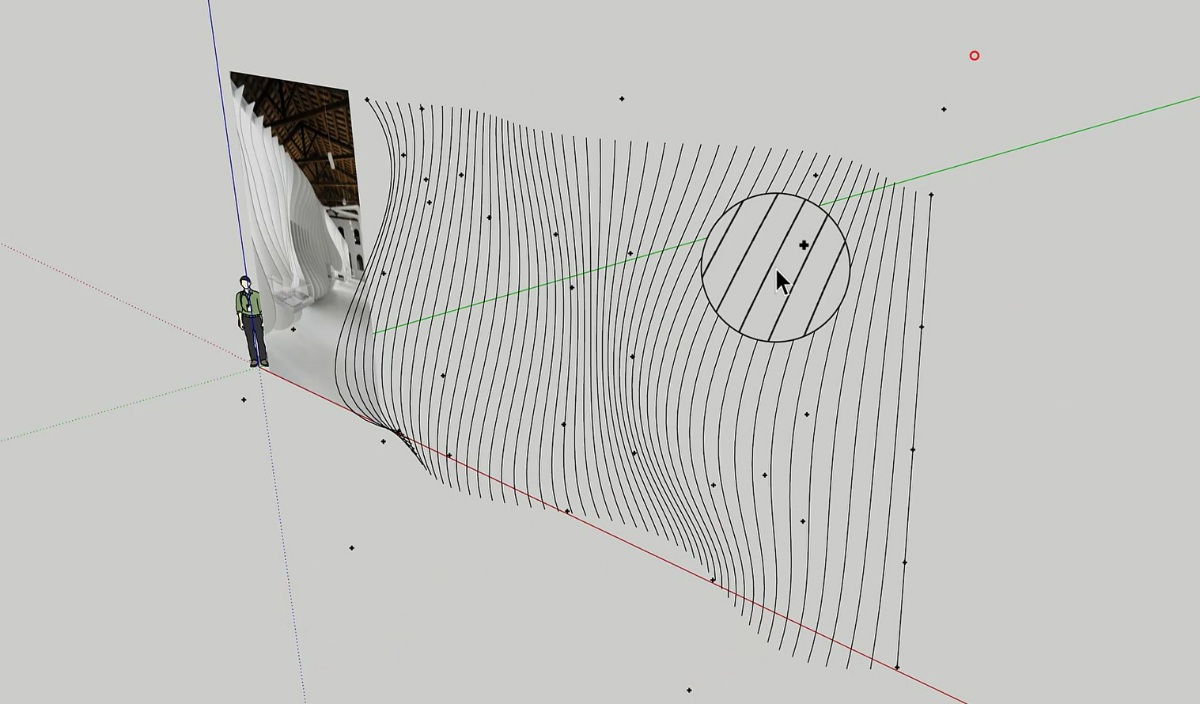 SketchUp草图大师创建室内流动板法拉利博物馆造型墙