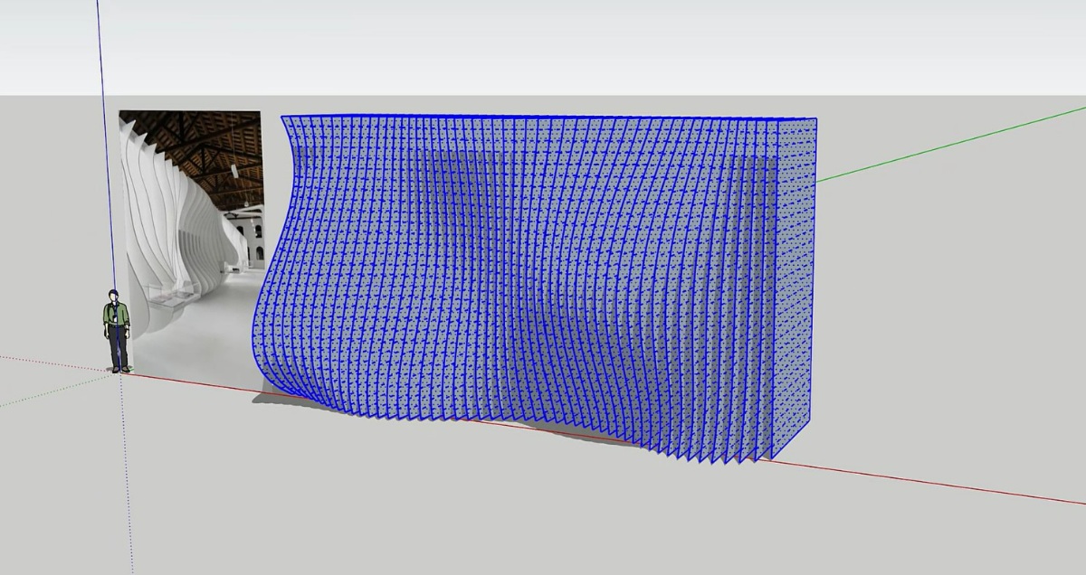 SketchUp草图大师创建室内流动板法拉利博物馆造型墙